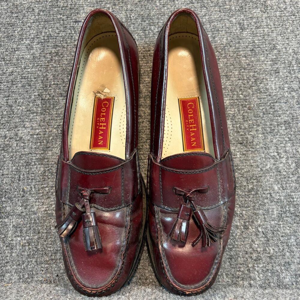 Cole Haan Burgundy Leather Tassel Loafers Mens 11 B Slip On Dress Shoes Classic